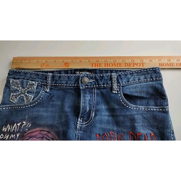 Denim Chaps Style Petrol Custom Cut Biker PUNK Jeans Distressed Custom Sz 31 - Picture 8 of 12